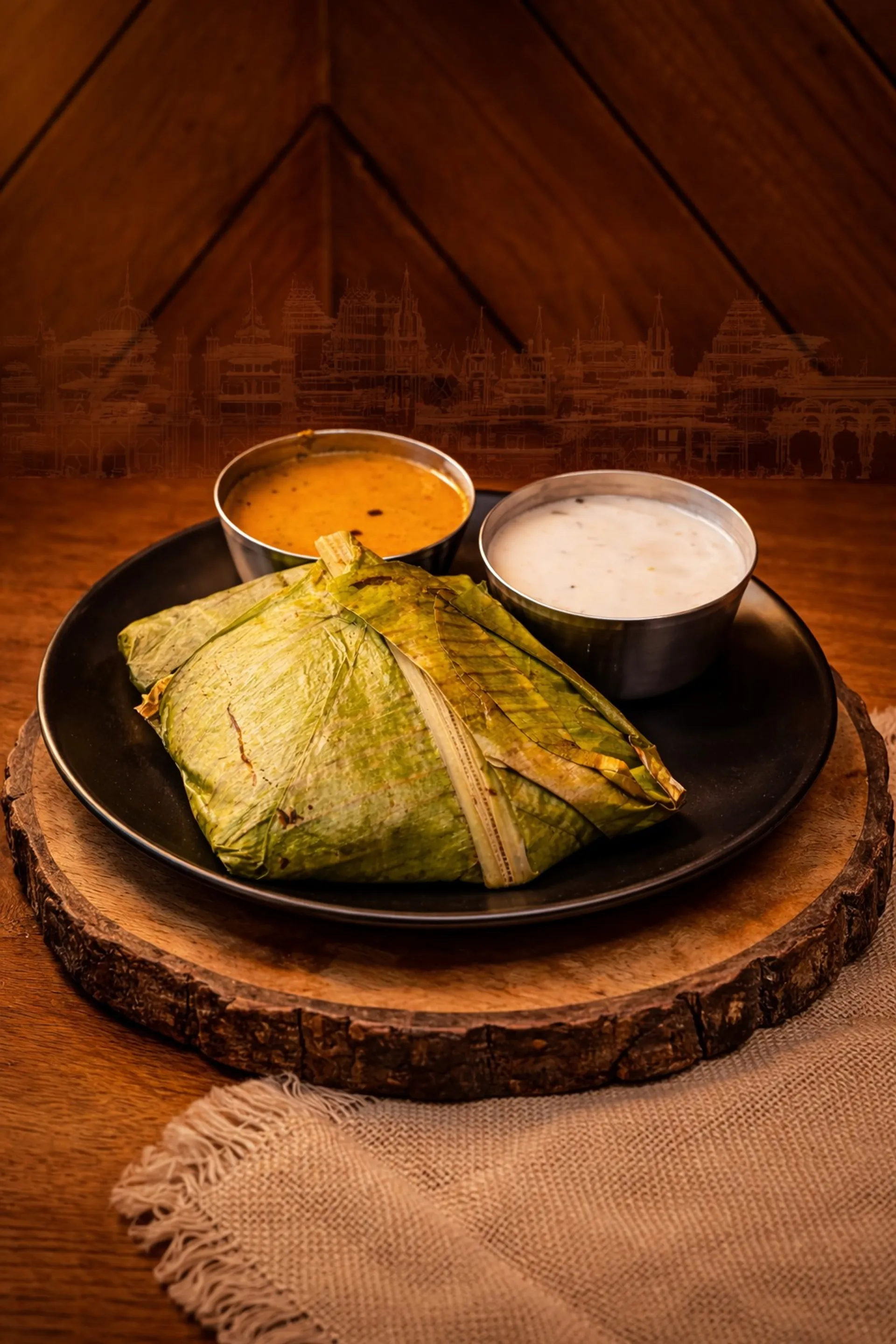 Kizhi Parotta wrapped in banana leaf — Parotta Palace signature dish