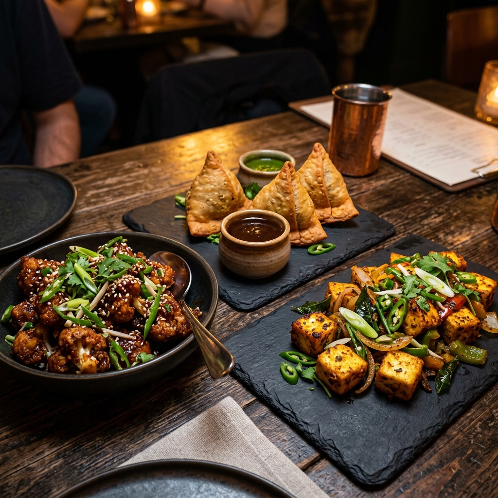 Crispy Gobi Manchurian and Samosas
